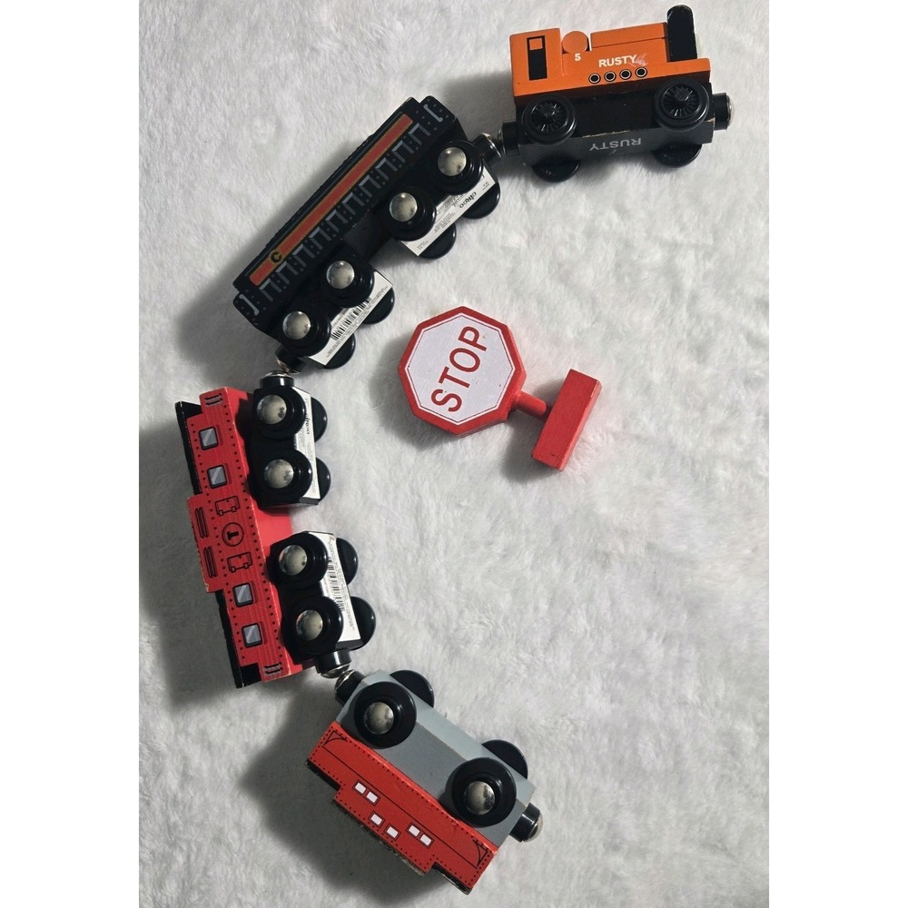 Toy Wooden And Magnetic Train with Rusty, 2 Circo Brands, And A Maison Battat